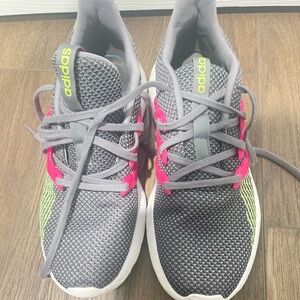 Adidas Cloud Foam 

adidas Gray Sneakers with Pink and Neon Yellow Accents